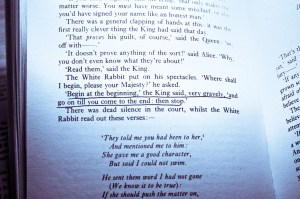 The King of Hearts gives excellent writing advice. Not so easy to follow, though.