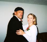 Dancing with my sister at his wedding to my (now ex) stepmother. See? Formal doo-rag.